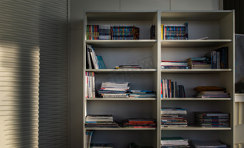 家庭公寓客厅共享设施图书馆。