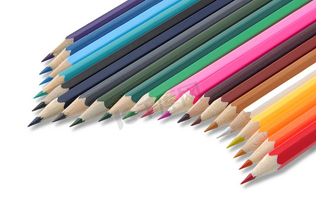 的铅笔摄影照片_在白色上形成色谱的铅笔