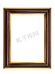 图片边框摄影照片_孤立的白色背景上的老式木制相框。