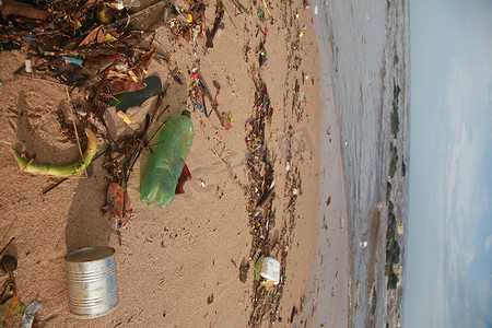 沙滩上的塑料和垃圾