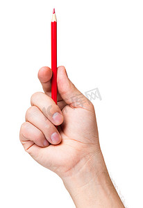 手拿红铅笔