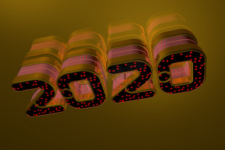 2020马赛克摄影照片_2020 年金色背景的排版。