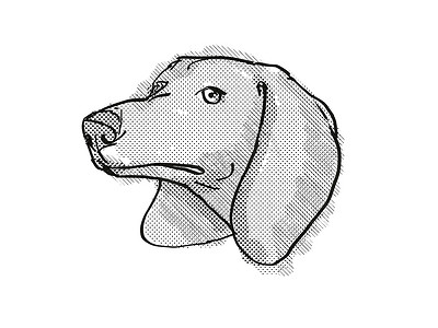 卡通哺乳动物摄影照片_腊肠狗品种卡通复古绘图