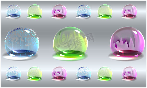 抽象背景中不同颜色的气泡和水泡