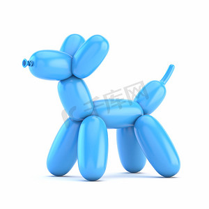 3d动物玩具摄影照片_蓝气球狗3D