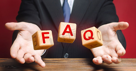 官方信息摄影照片_官方抛出的立方体使单词缩写缩写FAQ（常见问题）。