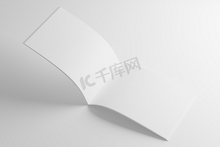 A4 风景马鞍针双折小册子白色空白 3D 渲染样机