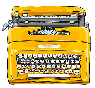个人介绍摄影照片_黄色打字机复古便携式手动打字机说明
