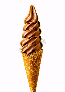 巧克力囊肿摄影照片_巧克力味冰淇淋甜筒