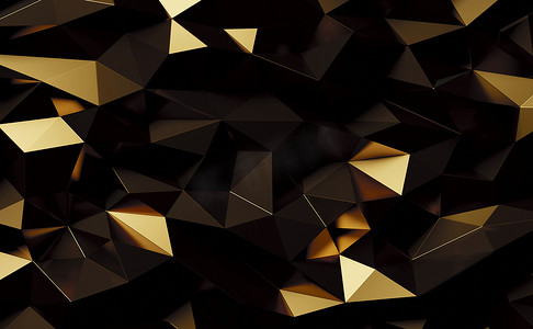抽象金金属几何三角形背景 3d 渲染