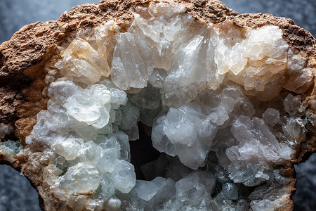尖峰山峰摄影照片_geode 中透明闪亮的岩石晶体