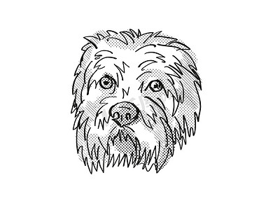 Dandie Dinmont Terrier 狗品种卡通复古绘图