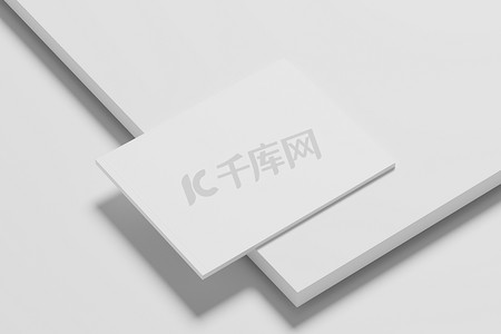 美国信函风景杂志 3D 渲染白色空白样机