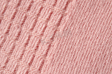 针织羊毛粉红色布料的质地。