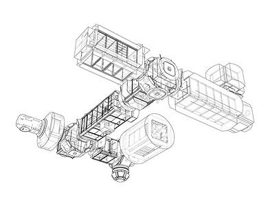 抽象宇宙飞船或空间站