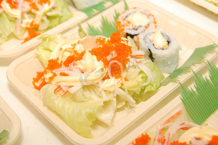卡尼沙拉日本生蔬菜与加州 maki 混合食品