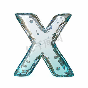 蓝色冰字体 Letter X 3D
