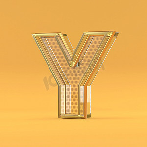 金线和玻璃字体字母 Y 3d