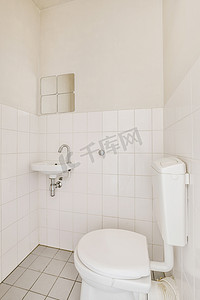 洗马桶摄影照片_带马桶和水槽的白色浴室