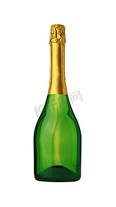 金色png摄影照片_一瓶香槟白起泡酒