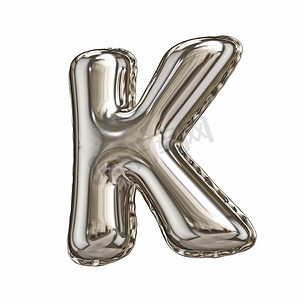 生日聚会字体摄影照片_银箔气球字体字母 K 3D