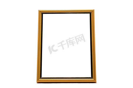 图片边框摄影照片_孤立的白色背景上的古董木制和金色相框