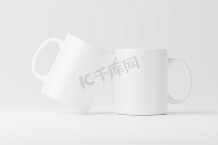 咖啡茶摄影照片_陶瓷杯咖啡茶白色空白 3D 渲染样机