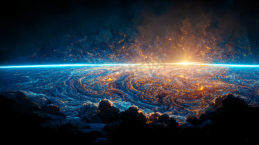 星际争霸壁纸摄影照片_以恒星、彗星和星云为主题的宇宙生命起源的抽象插图