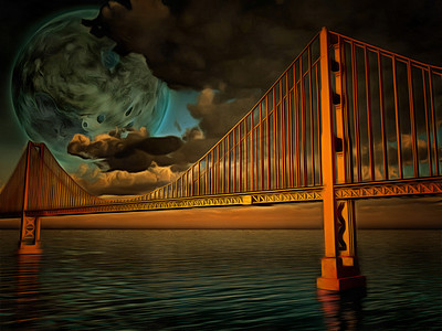 科幻地形摄影照片_加洲的金门大桥