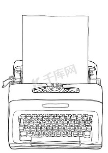 黄色打字机老式便携式手动打字机与 blan