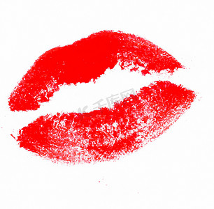 美容色板和化妆品质地，白色背景中孤立的浪漫女性红色唇膏亲吻样本，生成 AI