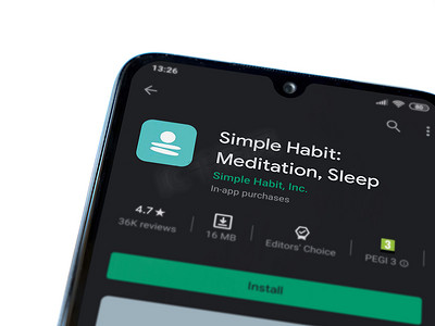 黑色手机显示屏上的简单习惯应用程序播放商店页面