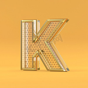 字母奢华摄影照片_金线和玻璃字体字母 K 3D