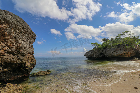 石子摄影照片_印度尼西亚巴厘岛巴东巴东海滩-自然度假背景。