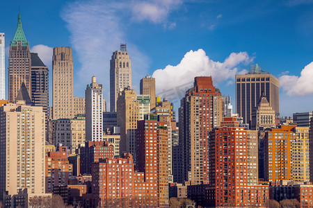 从新泽西看纽约的曼哈顿城市天际线城市景观