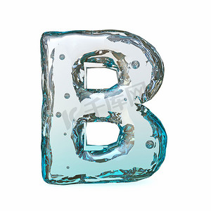 蓝色冰字体字母 B 3d