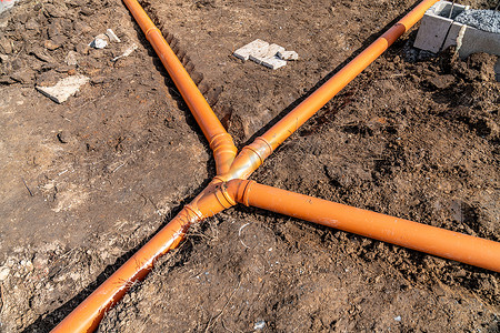 施工现场底板污水管网塑料管