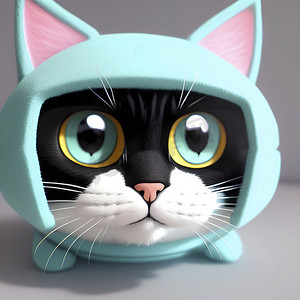 带有猫图像的日历的 3D 可爱猫咪。