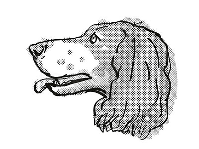 法国猎犬狗品种卡通复古绘图