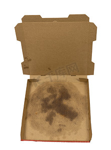 盒子里有油渍的空披萨盒
