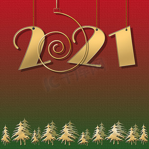 金色数字海报摄影照片_2021 年新年快乐，圣诞快乐，优雅的金色贺卡，带光。