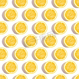 孤立在白色背景上的柠檬柑橘类水果无缝图案