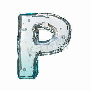 蓝色冰字体 Letter P 3D