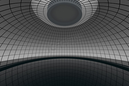 对称建筑摄影照片_圆形大厅建筑背景，3d 渲染。