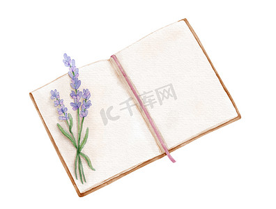 用花薰衣草打开书。
