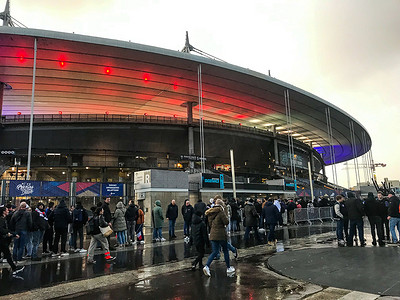 法兰西体育场摄影照片_法国圣丹尼斯，法兰西体育场，2023 年 3 月 23 日欧洲足球锦标赛法国对法国体育场外部的 Pays-Bas，