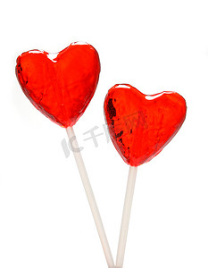情人节的两个心形棒棒糖