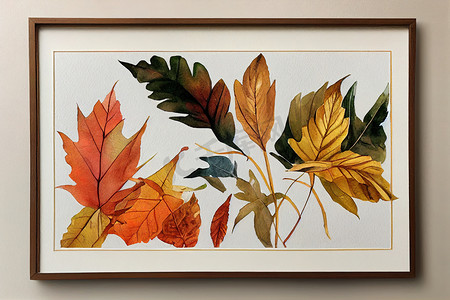 秋叶和树叶角边框。