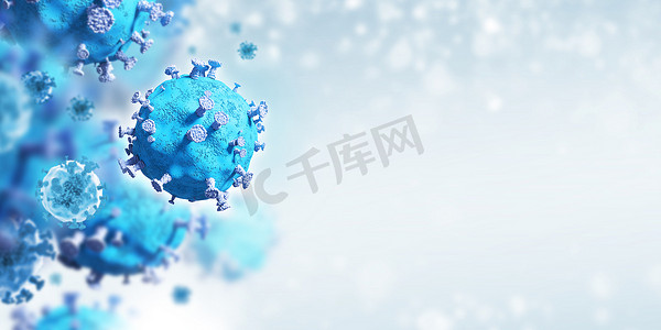 艾滋病疫苗摄影照片_Covid-19 或具有复制空间 3D 渲染的冠状病毒