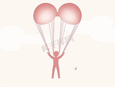 粉色降落伞摄影照片_降落伞造型文胸